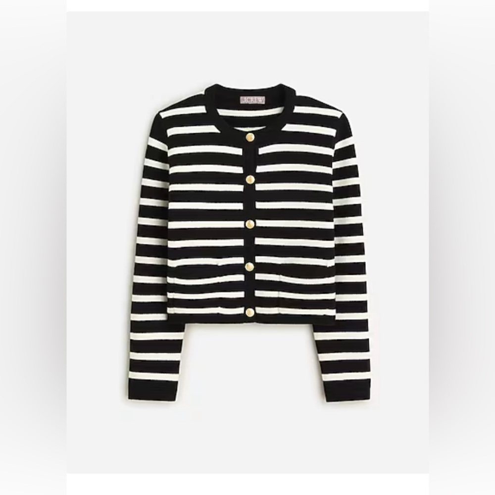 J. Crew Emilie sweater lady jacket in stripe (Black)